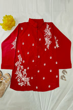 NOOR-E-ISHQ Chikankari Shirt Red