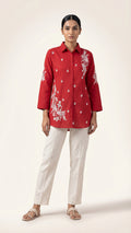 NOOR-E-ISHQ Chikankari Shirt Red