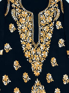 Noor-e-Rang Premium Chikankari 2 Pc Kurta Set – Black & Crimson Red