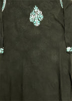 Noor-e-Rang Premium Chikankari 2 Pc Kurta Set – Black & Crimson Red
