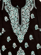 Noor-e-Rang Premium Chikankari 2 Pc Kurta Set – Black & Crimson Red