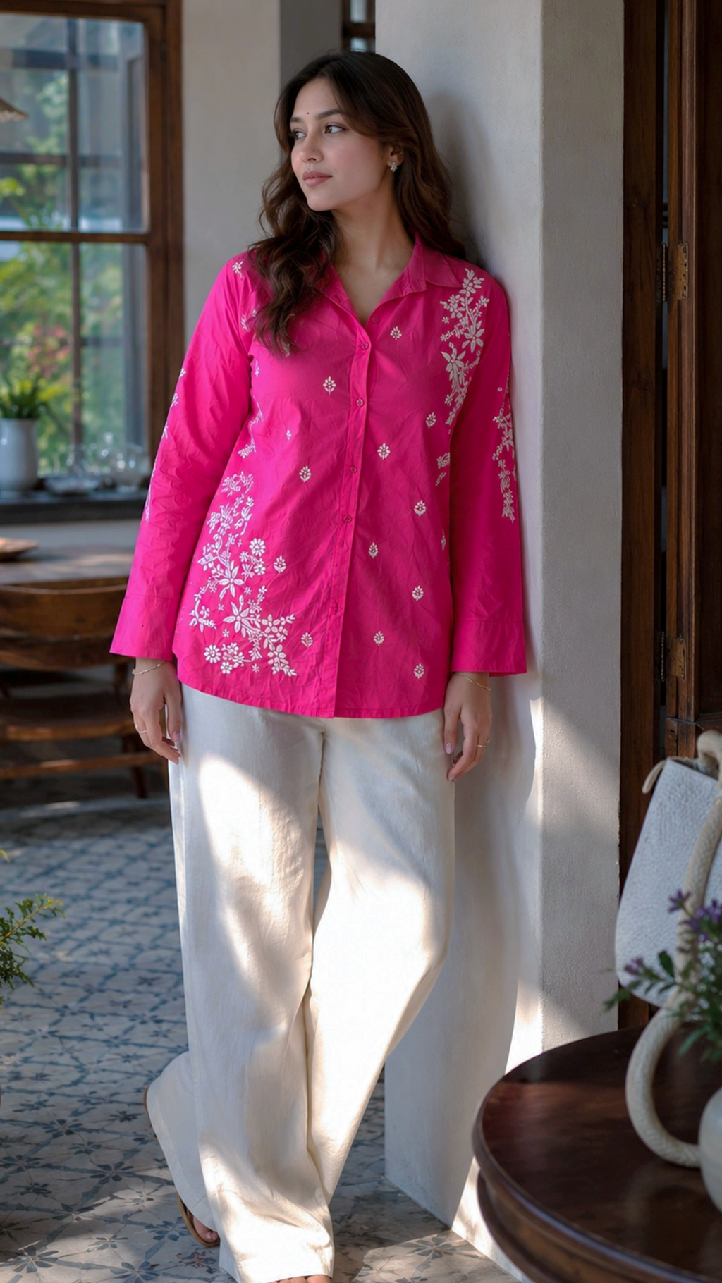 NOOR-E-ISHQ Chikankari Shirt Peach