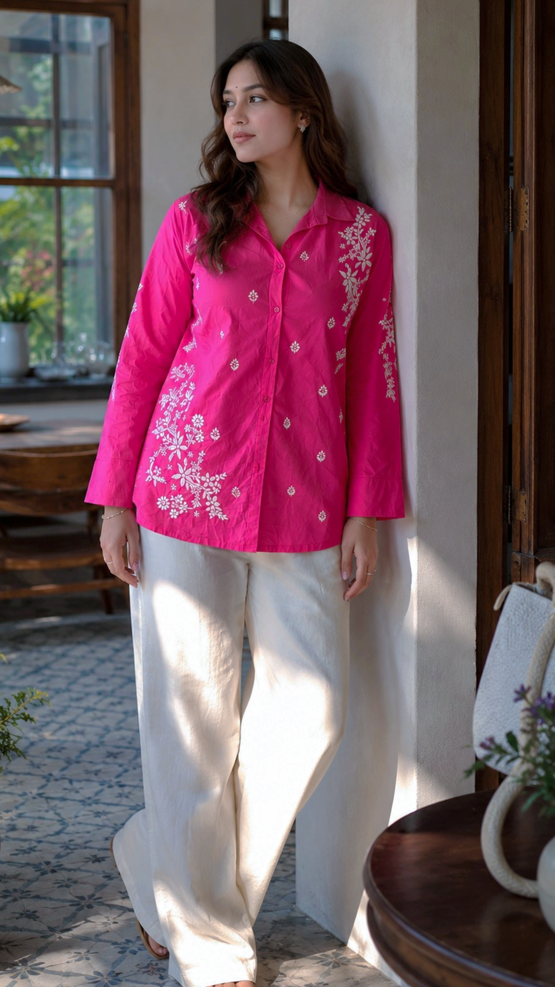 NOOR-E-ISHQ Chikankari Shirt Red