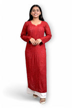 White Viscose Kurti with Resham Thread Jaal Work