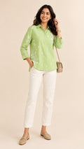 NOOR-E-ISHQ Chikankari Shirt Pista Green