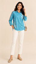 NOOR-E-ISHQ Chikankari Shirt Sky Blue