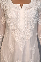 Shaded Lavender Viscose Kurti with Resham Thread Jaal Work